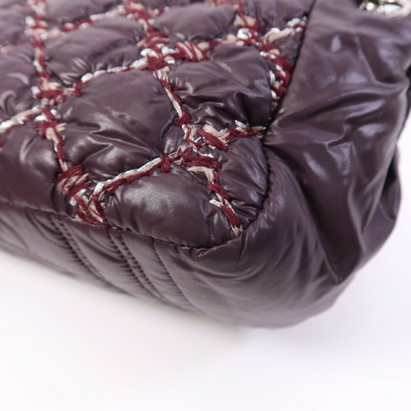 CHANEL 尼龍Chain Shoulder Bag銀扣鏈帶肩背袋-12