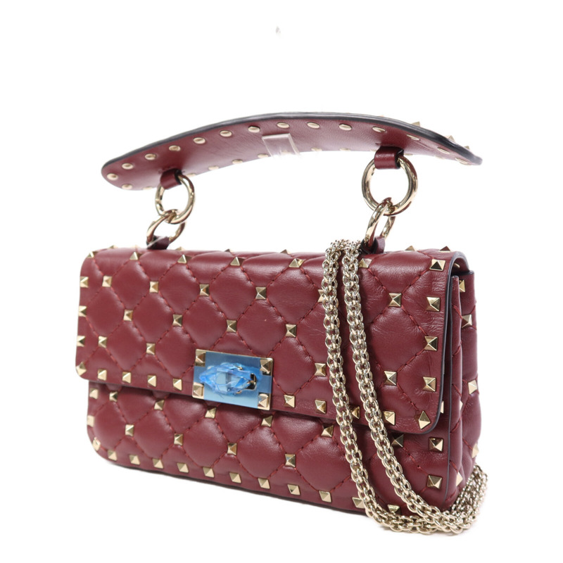Valentino 羊皮皮革Rockstud Spike金扣鏈帶手挽肩背兩用袋-2