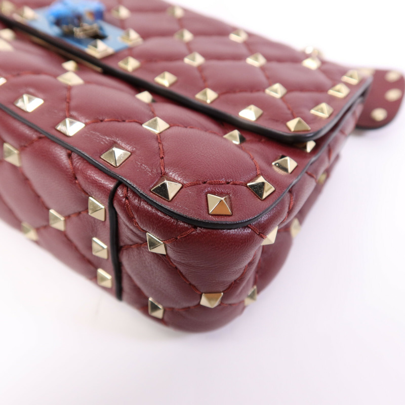 Valentino 羊皮皮革Rockstud Spike金扣鏈帶手挽肩背兩用袋-8