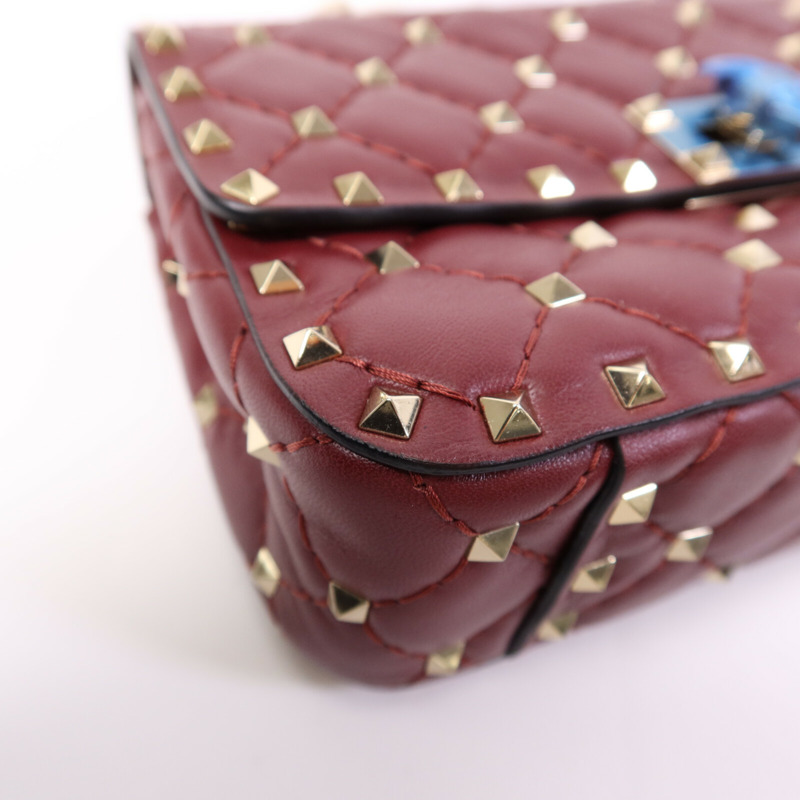 Valentino 羊皮皮革Rockstud Spike金扣鏈帶手挽肩背兩用袋-9