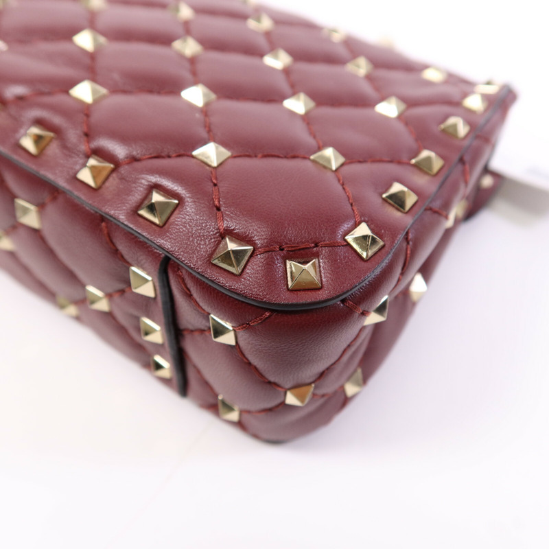 Valentino 羊皮皮革Rockstud Spike金扣鏈帶手挽肩背兩用袋-10