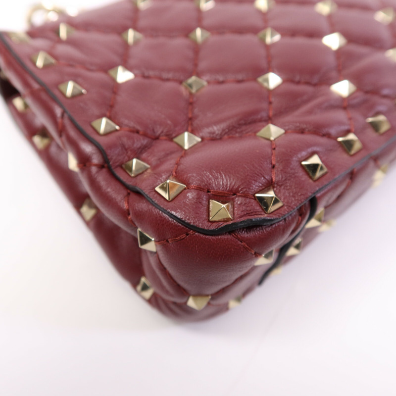Valentino 羊皮皮革Rockstud Spike金扣鏈帶手挽肩背兩用袋-11