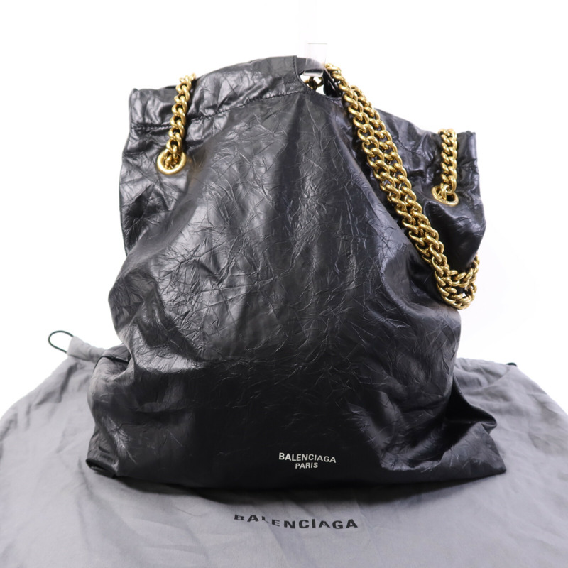 BALENCIAGA 羊皮皮革Crush Medium金扣鏈帶肩背袋-7