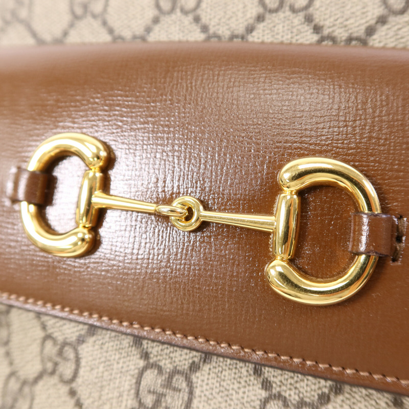 GUCCI 塗層帆布Horsebit 1955金扣肩背袋-6