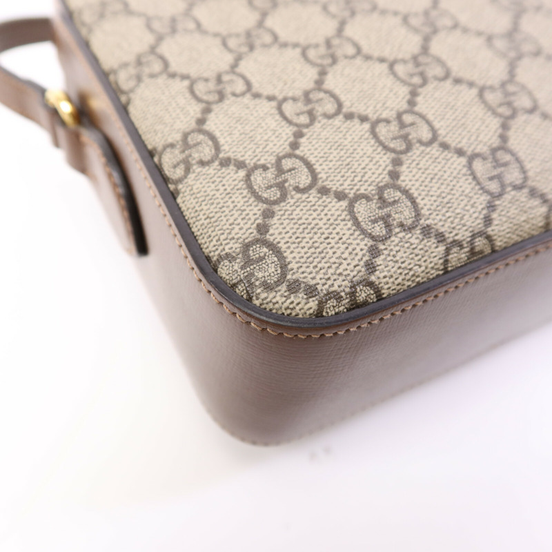 GUCCI 塗層帆布Horsebit 1955金扣肩背袋-13