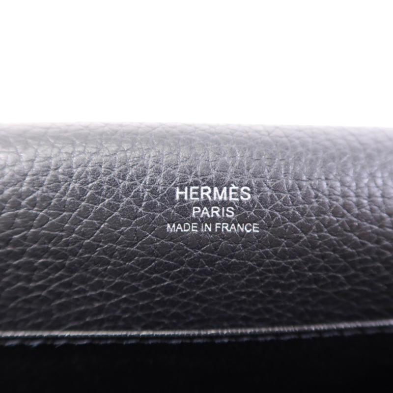 HERMES Clemence皮革Roulis 23銀扣肩背袋Noir-5