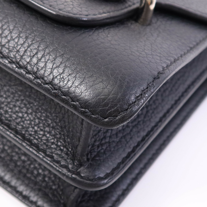 HERMES Clemence皮革Roulis 23銀扣肩背袋Noir-10