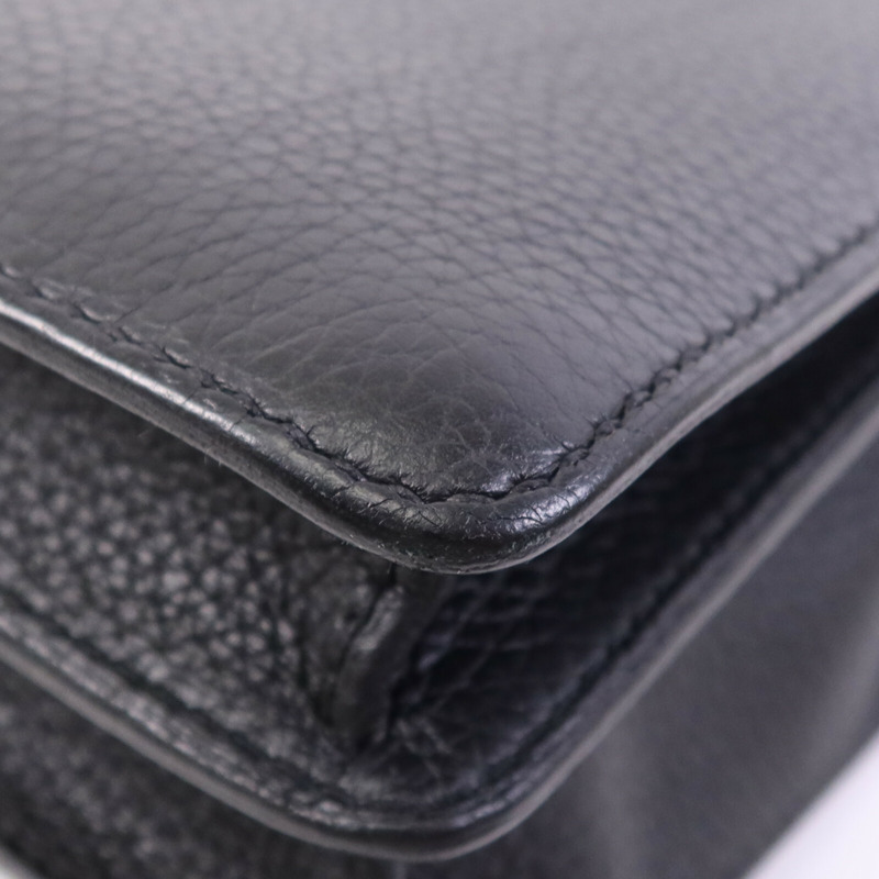 HERMES Clemence皮革Roulis 23銀扣肩背袋Noir-12