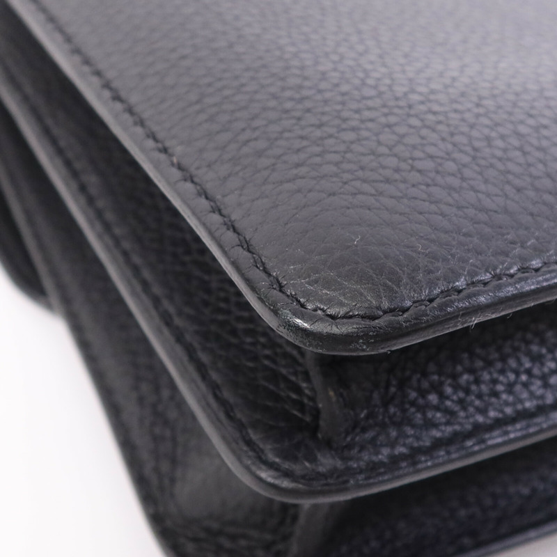 HERMES Clemence皮革Roulis 23銀扣肩背袋Noir-13