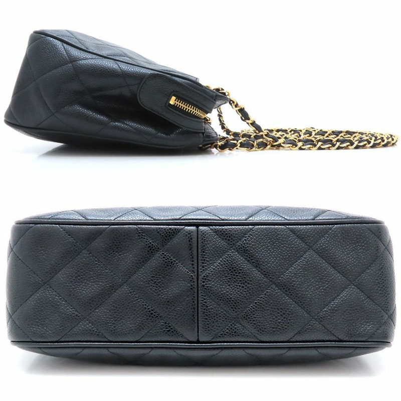 香奈兒魚子醬紋皮革鏈肩背包，黑色，女士，352959-1