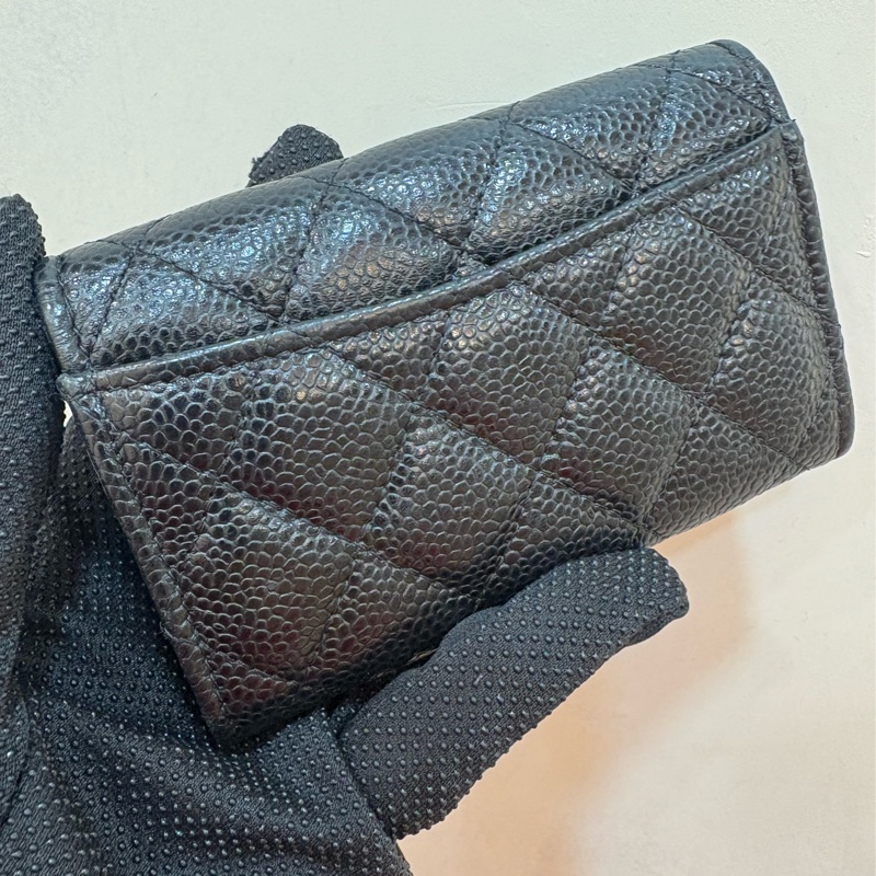 香奈兒 chanel 黑金荔枝皮零錢包-2