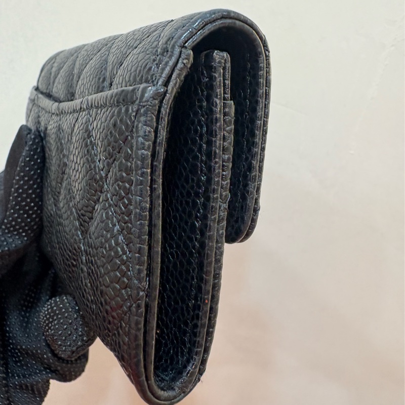 香奈兒 chanel 黑金荔枝皮零錢包-3