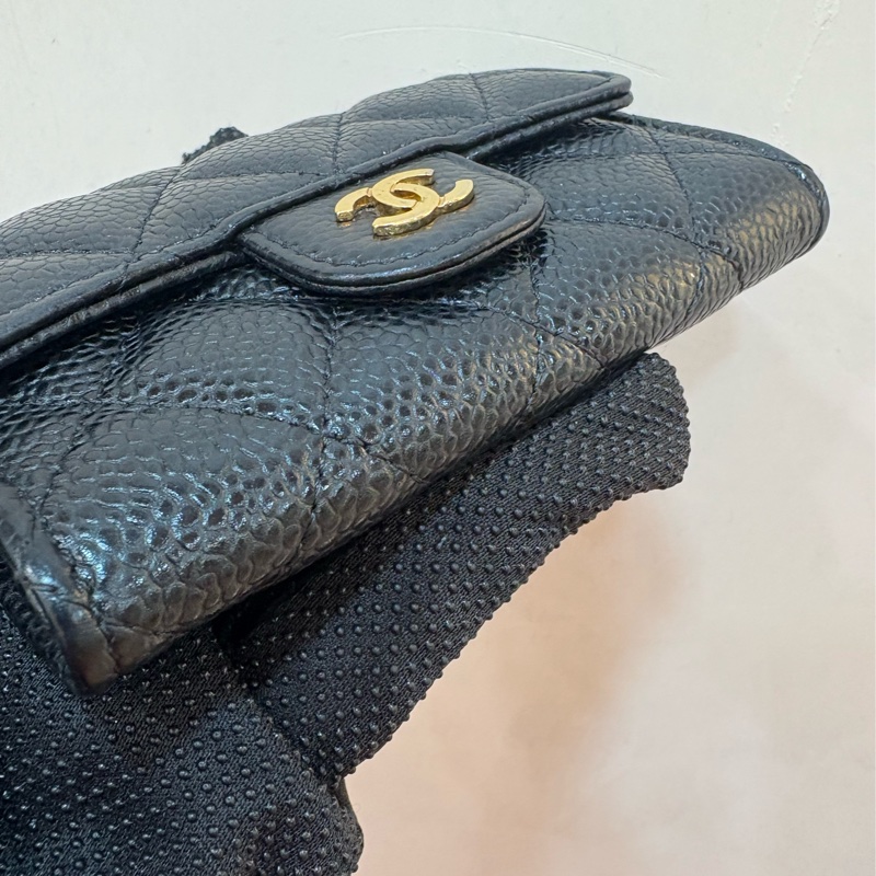 香奈兒 chanel 黑金荔枝皮零錢包-4