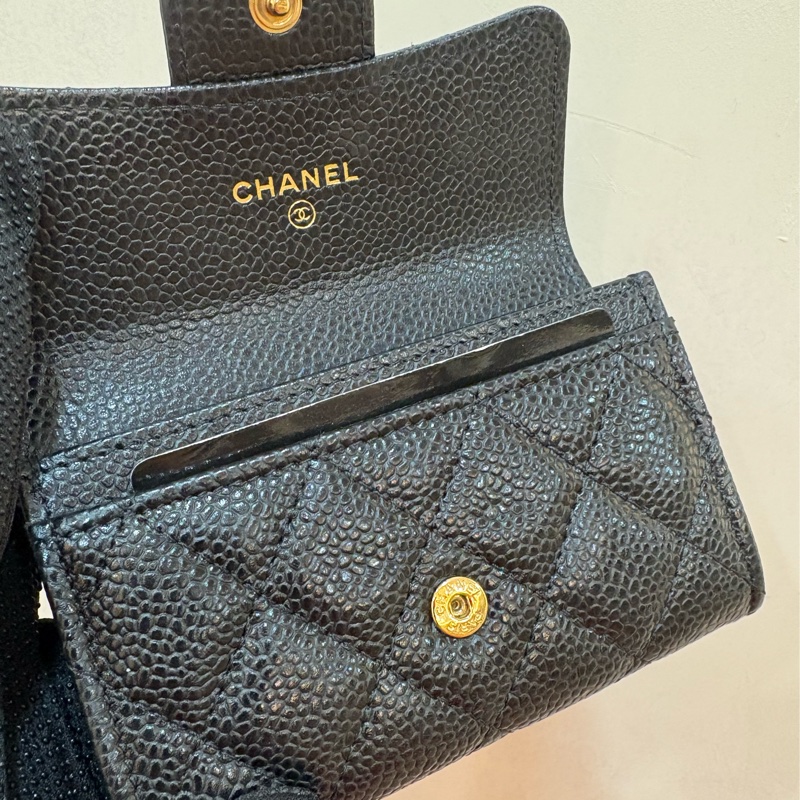 香奈兒 chanel 黑金荔枝皮零錢包-5