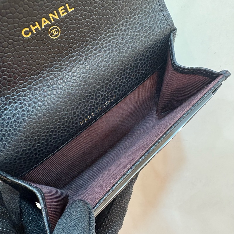 香奈兒 chanel 黑金荔枝皮零錢包-6