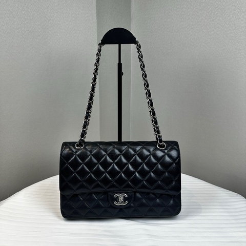 95新 香奈兒/Chanel 經典cf菱格紋銀扣鏈條斜挎包單肩包 26×7×16cm