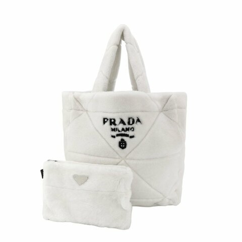 Prada毛絨字母logo子母包手提包 9.8新