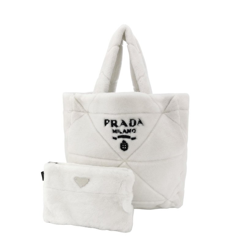 Prada毛絨字母logo子母包手提包 9.8新-0