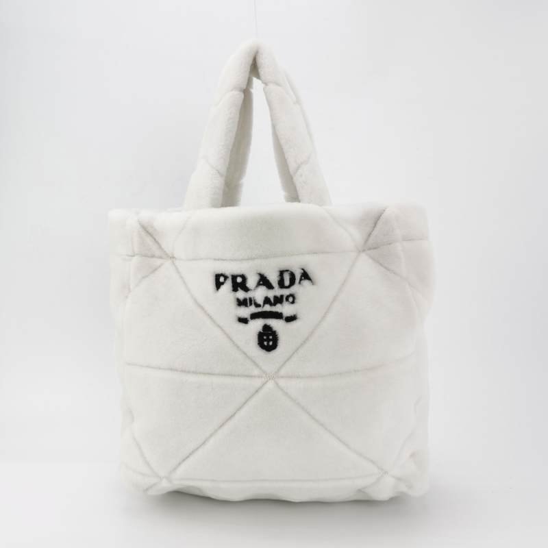 Prada毛絨字母logo子母包手提包 9.8新-2