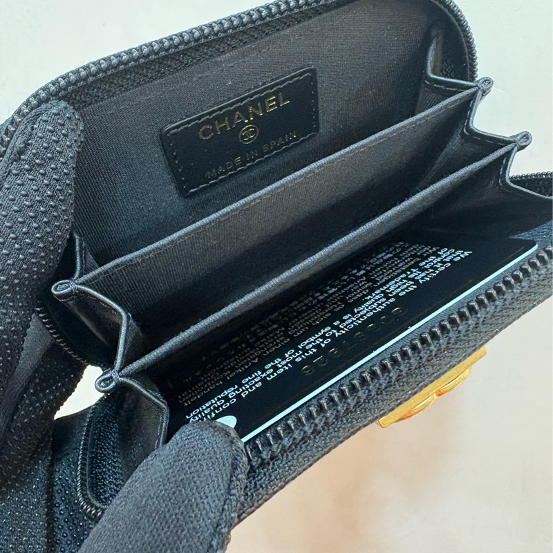 香奈兒 chanel boy 黑金拉鍊零錢包-4