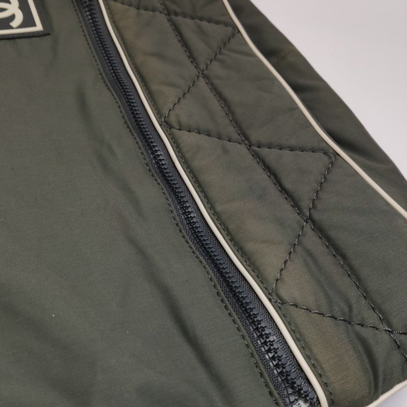 Chanel 尼龍布拼色雙Clogo中古單肩包-18