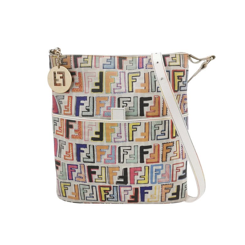 Fendi牛皮雙F老花斜挎包單肩包-0