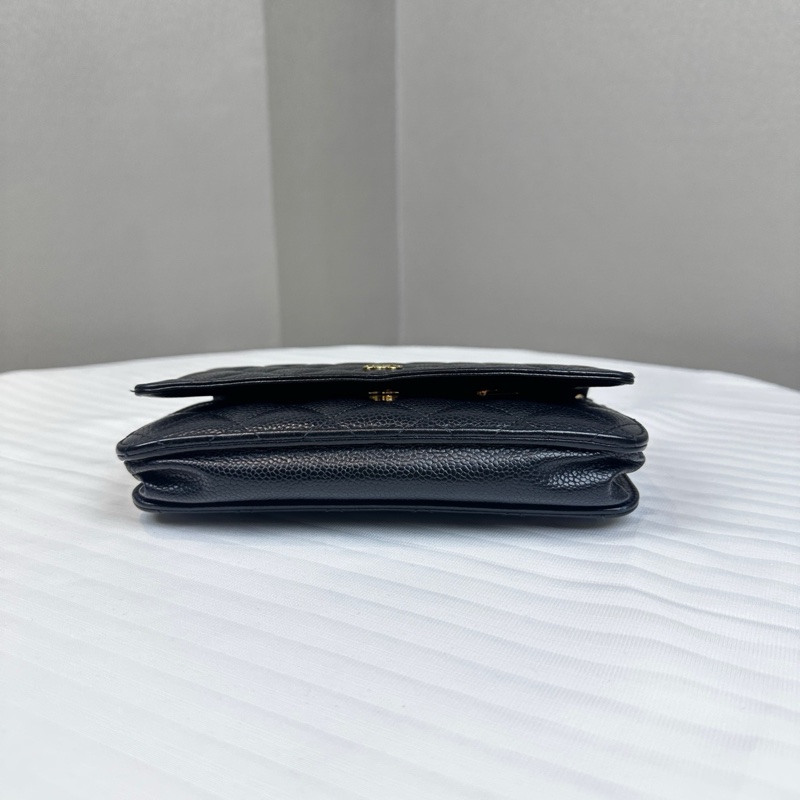 香奈兒/Chanel WOC Wallet On Chain 經典黑金顆粒壓花牛皮單肩包19×4.5×12cm-13