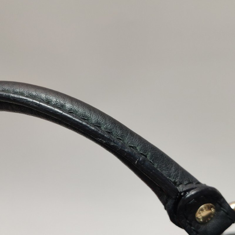 Gucci牛皮帆布拼色皮標Logo拉鏈斜挎包單肩包-14