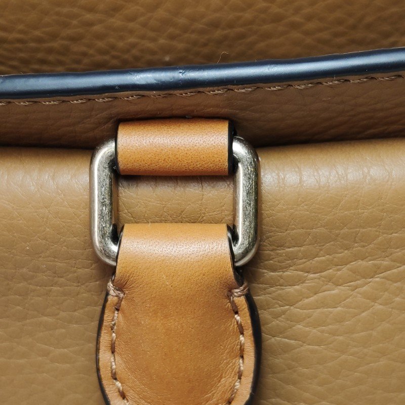 Burberry牛皮帆布拼色格紋logo壓紋單肩包-11