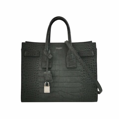 Saint Laurent SacdeJour小號牛皮純色鱷魚壓紋字母徽標風琴包斜挎包單肩包