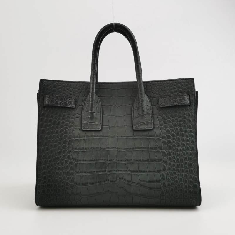 Saint Laurent SacdeJour小號牛皮純色鱷魚壓紋字母徽標風琴包斜挎包單肩包-4