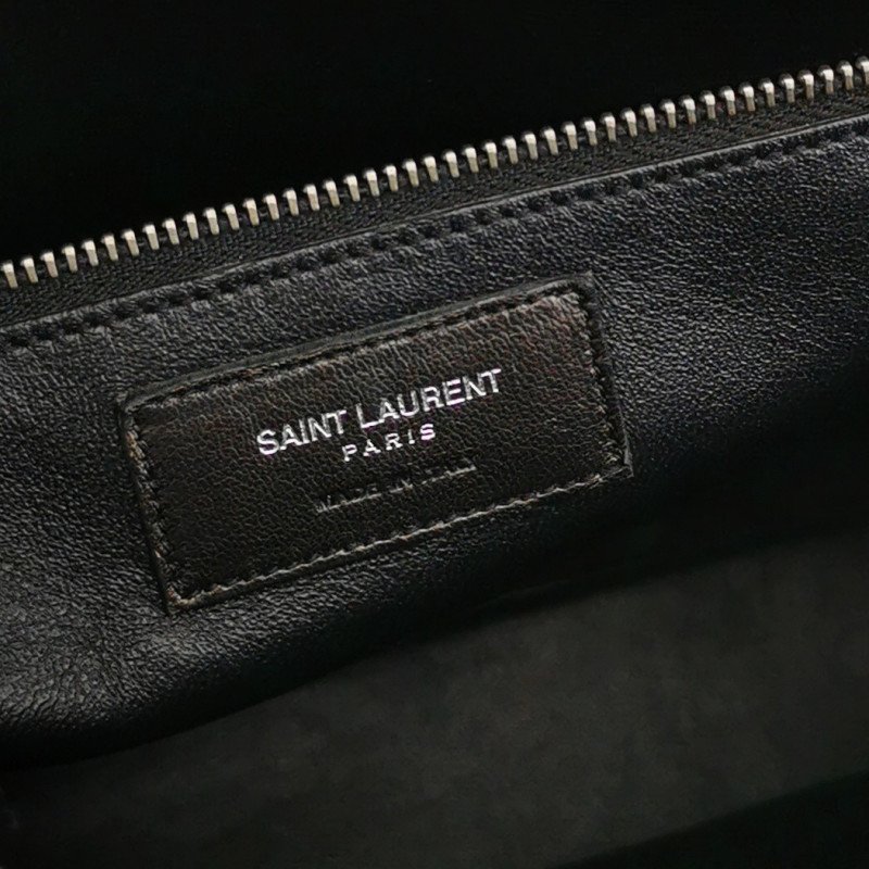 Saint Laurent SacdeJour小號牛皮純色鱷魚壓紋字母徽標風琴包斜挎包單肩包-7