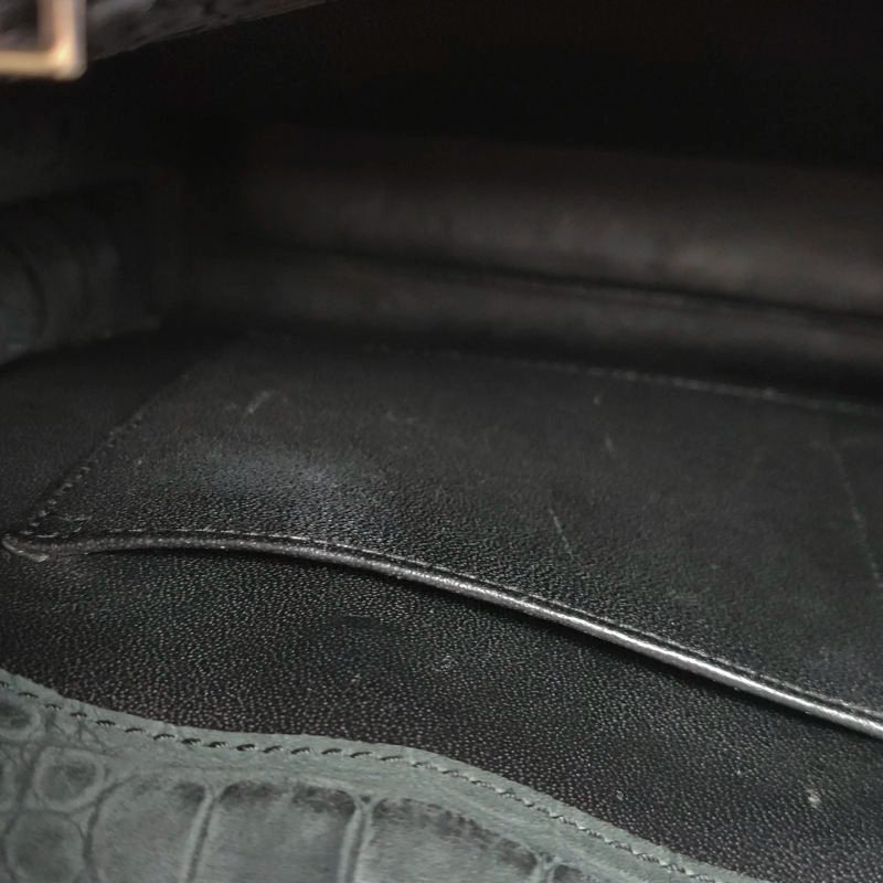 Saint Laurent SacdeJour小號牛皮純色鱷魚壓紋字母徽標風琴包斜挎包單肩包-11