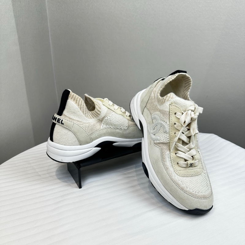 香奈兒/Chanel 針織與麂皮效果小牛皮運動鞋 38碼-1