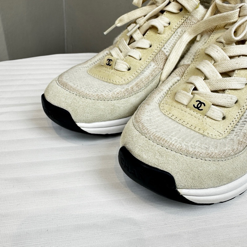 香奈兒/Chanel 針織與麂皮效果小牛皮運動鞋 38碼-7