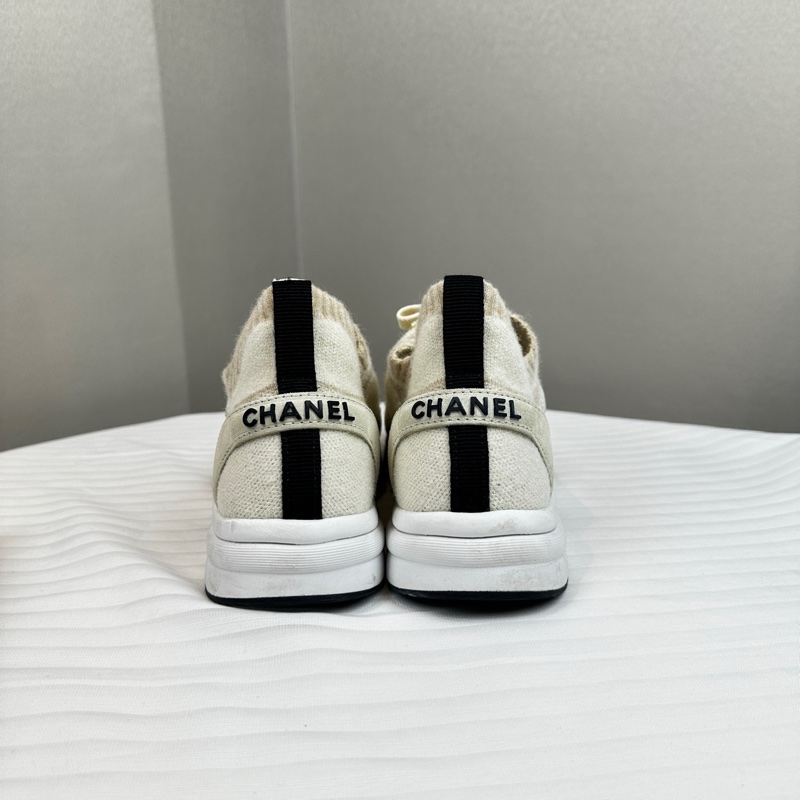香奈兒/Chanel 針織與麂皮效果小牛皮運動鞋 38碼-11