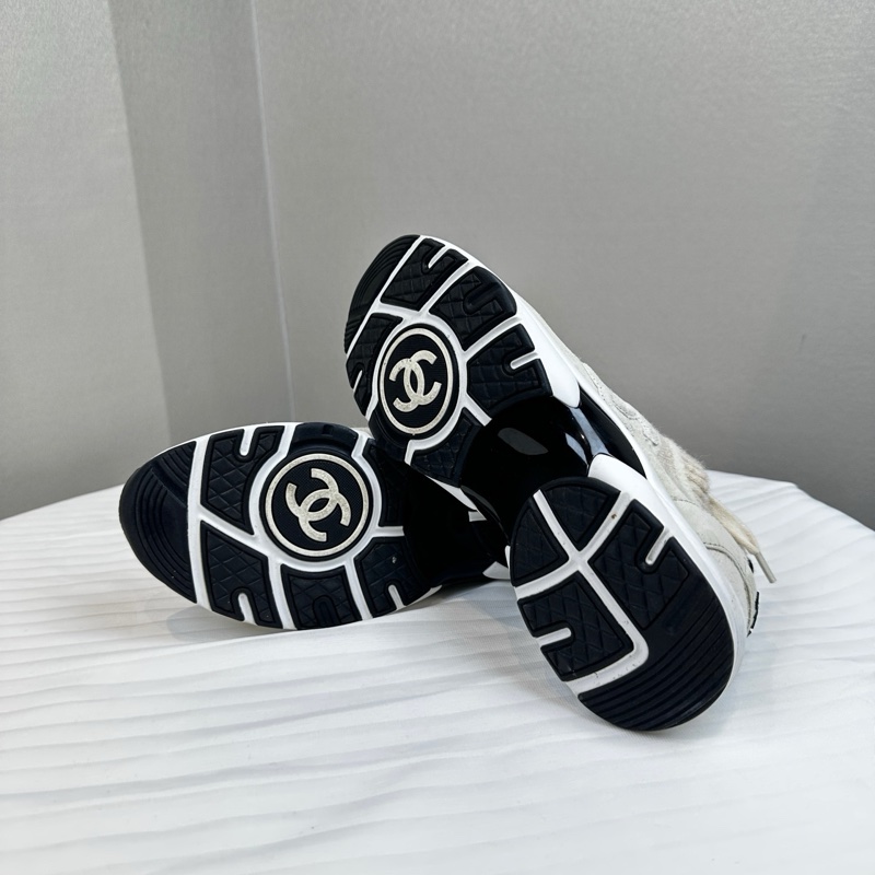 香奈兒/Chanel 針織與麂皮效果小牛皮運動鞋 38碼-12