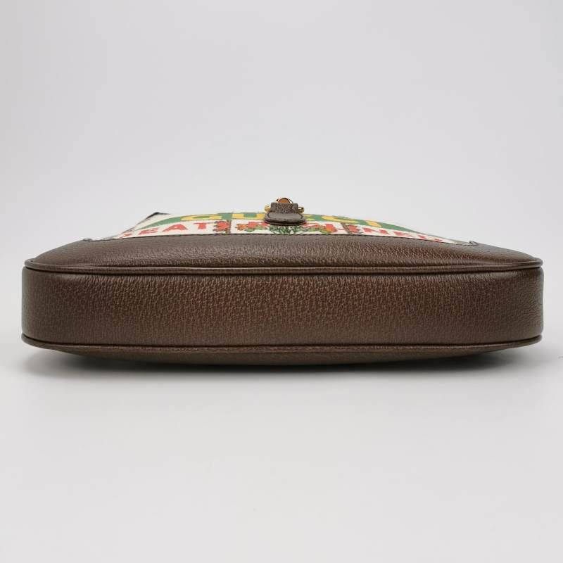 Gucci Jackie 1961 小號牛皮帆布拼色字母Logo鎖扣單肩包 9.8新-5