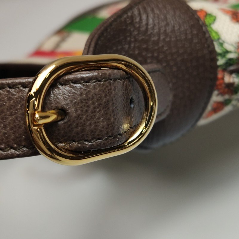 Gucci Jackie 1961 小號牛皮帆布拼色字母Logo鎖扣單肩包 9.8新-10