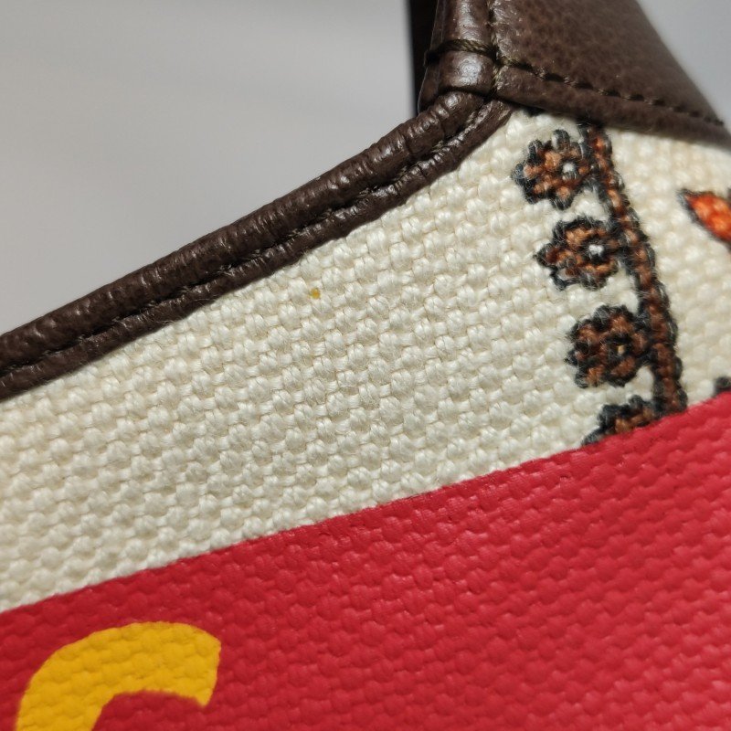 Gucci Jackie 1961 小號牛皮帆布拼色字母Logo鎖扣單肩包 9.8新-11