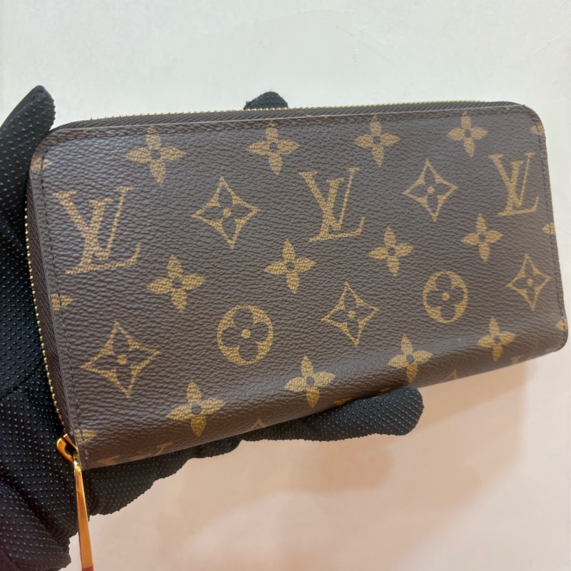 LV 經典老花logo 內裡拼粉色拉鍊長夾-0