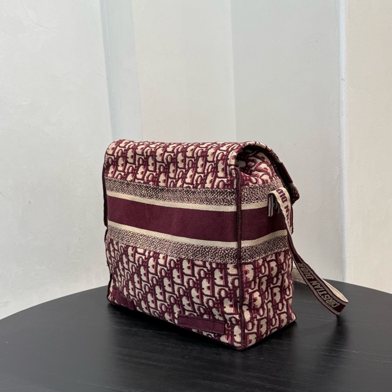 Dior 迪奧 中號 Diorcamp手袋 紅色格紋布Oblique印花刺繡單肩斜挎包郵差包 尺寸約27×25×12，自重輕容量大-2