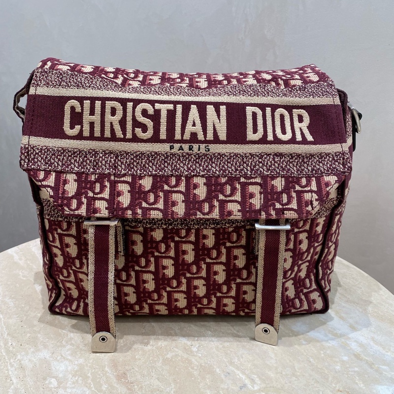 Dior 迪奧 中號 Diorcamp手袋 紅色格紋布Oblique印花刺繡單肩斜挎包郵差包 尺寸約27×25×12，自重輕容量大-8