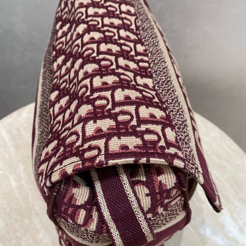 Dior 迪奧 中號 Diorcamp手袋 紅色格紋布Oblique印花刺繡單肩斜挎包郵差包 尺寸約27×25×12，自重輕容量大-12