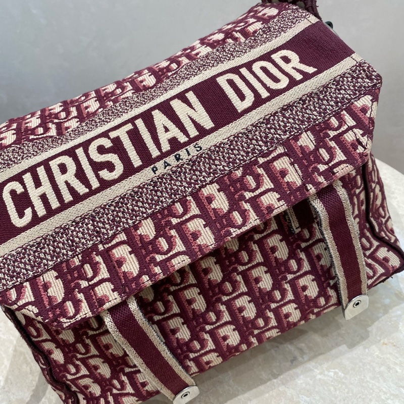 Dior 迪奧 中號 Diorcamp手袋 紅色格紋布Oblique印花刺繡單肩斜挎包郵差包 尺寸約27×25×12，自重輕容量大-16