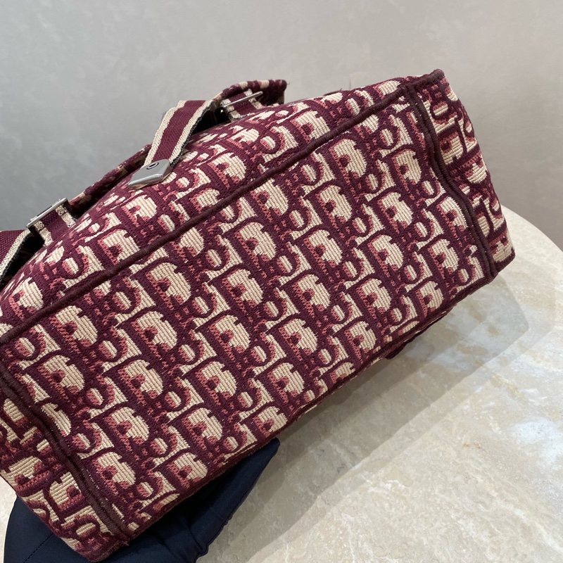 Dior 迪奧 中號 Diorcamp手袋 紅色格紋布Oblique印花刺繡單肩斜挎包郵差包 尺寸約27×25×12，自重輕容量大-17