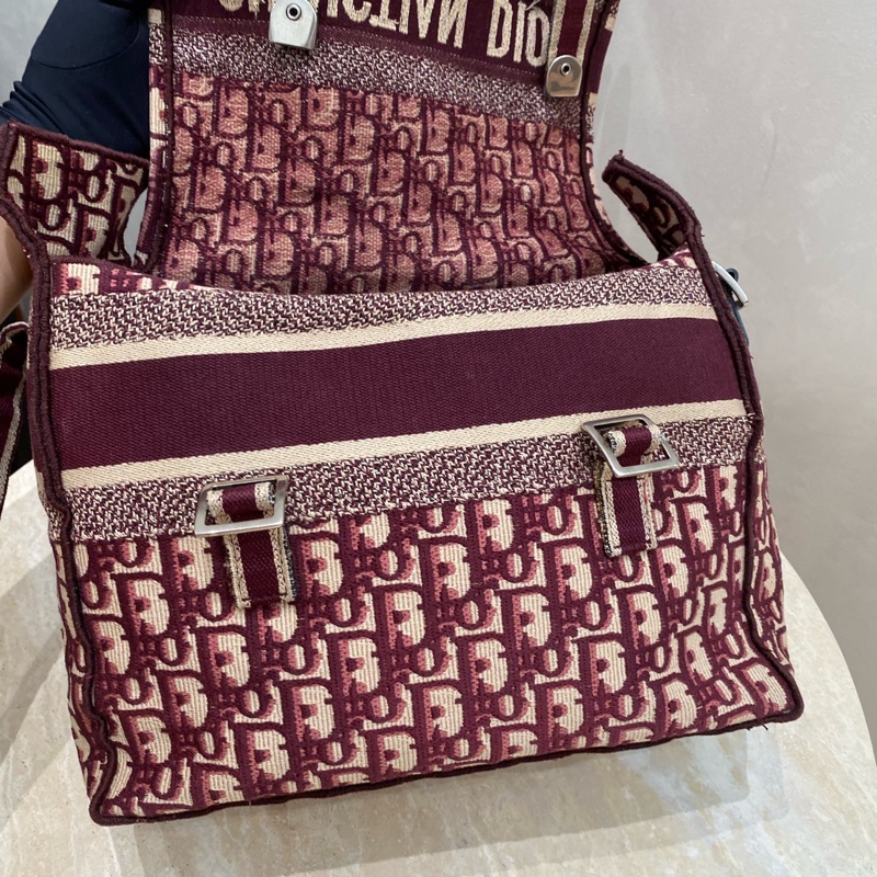 Dior 迪奧 中號 Diorcamp手袋 紅色格紋布Oblique印花刺繡單肩斜挎包郵差包 尺寸約27×25×12，自重輕容量大-24