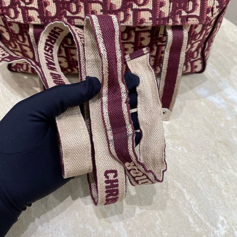 Dior 迪奧 中號 Diorcamp手袋 紅色格紋布Oblique印花刺繡單肩斜挎包郵差包 尺寸約27×25×12，自重輕容量大-30
