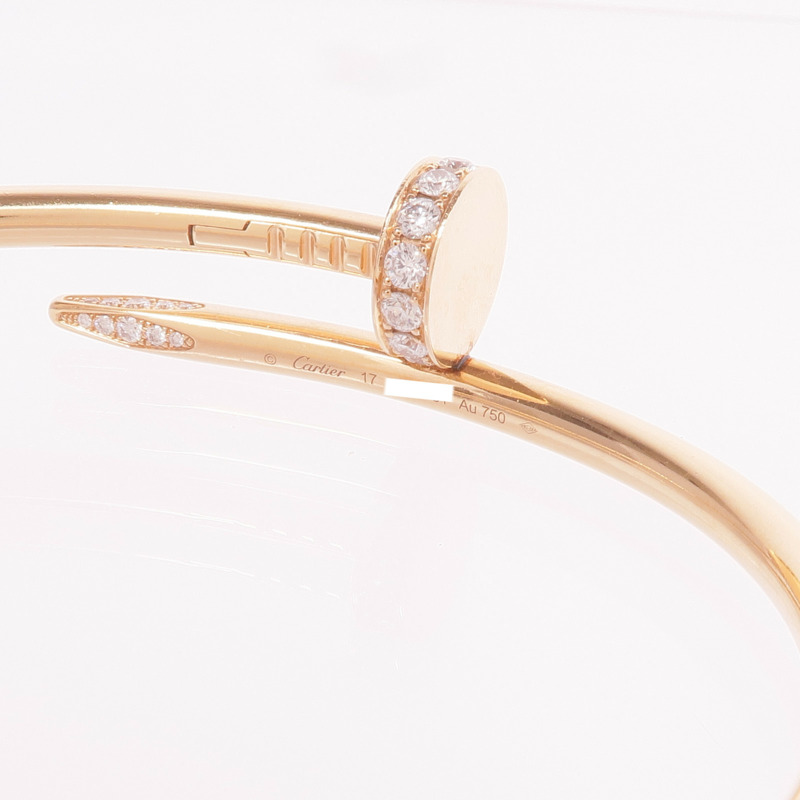 CARTIER 18K玫瑰金Juste Un Clou鑽石手鐲Cartier#17-4