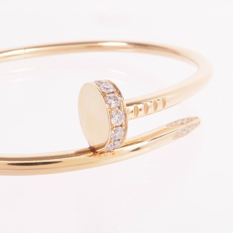 CARTIER 18K玫瑰金Juste Un Clou鑽石手鐲Cartier#17-5